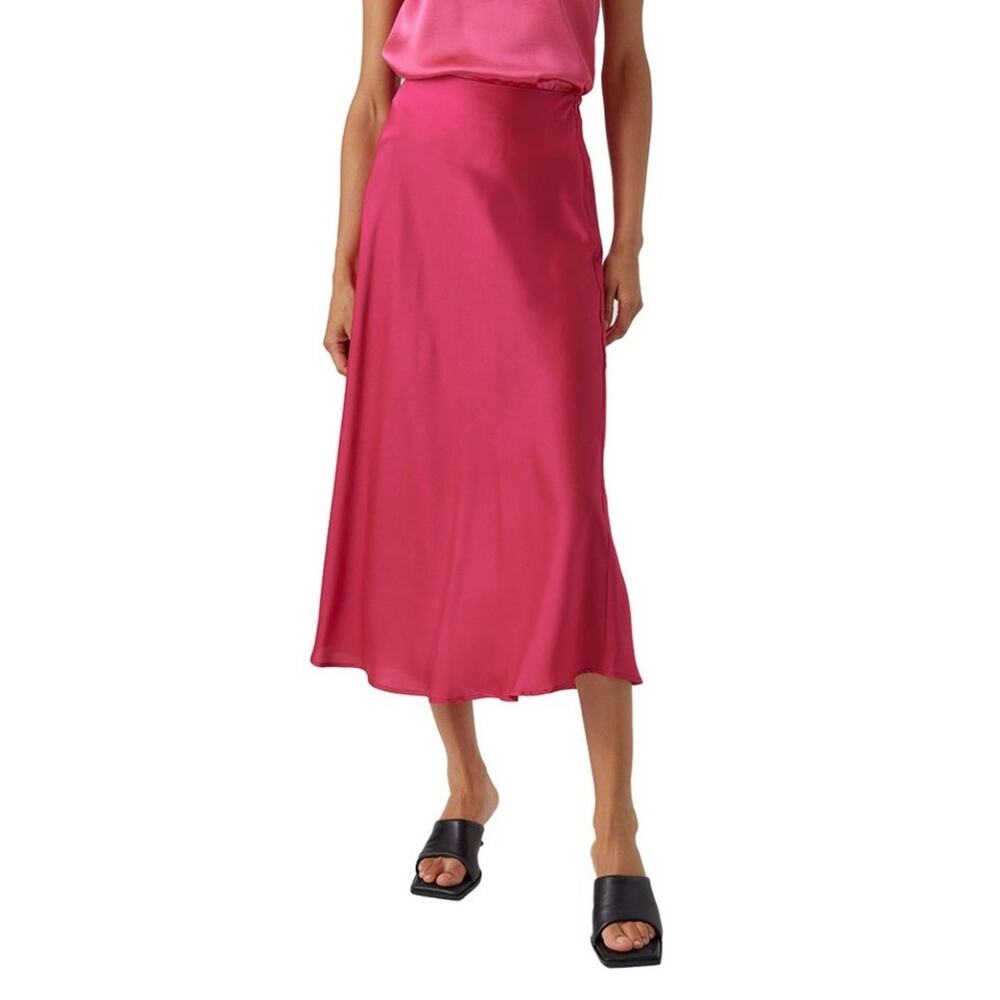 Vero Moda Pink Heart Oli 7/8 High Waist Long Slip Skirt size Medium